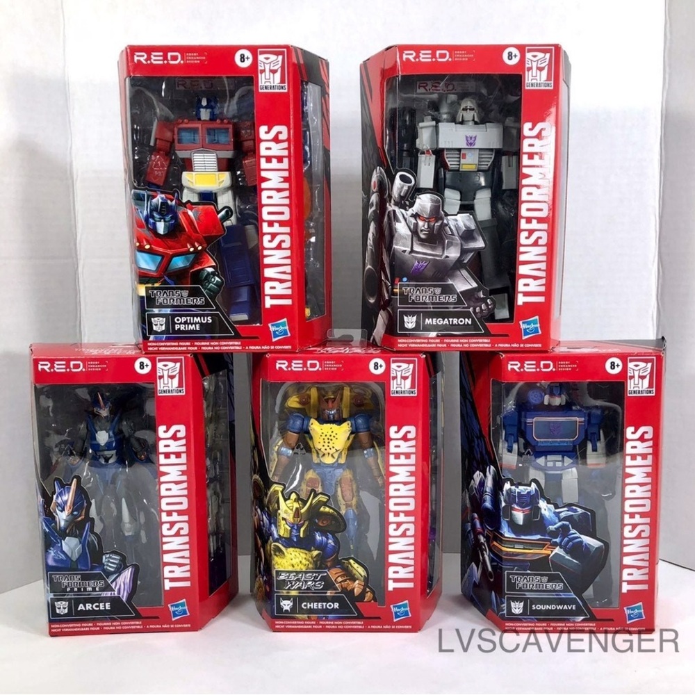Transformers R.E.D. (Megatron, Optimus Prime, Soundwave,Cheetor,Arcee) Lot of 5!
